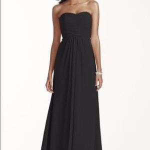 David's Bridal long black bridesmaids dress